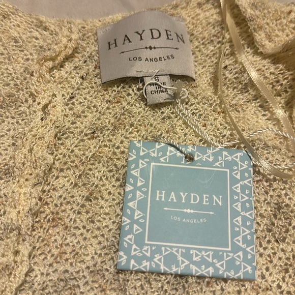 NWT Hayden Los Angeles Semi-Sheer Dolman Sleeve Cardigan Sweater in tan - Picture 5 of 10